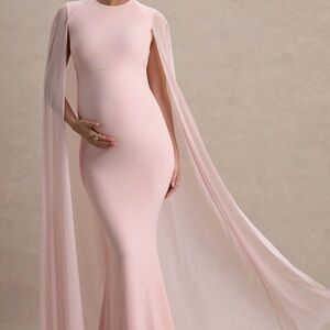 Club L London Soft Pink Long Sleeve Maternity Dress